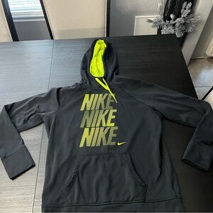 Nike Therma-Fit hoodie, black and volt color size L